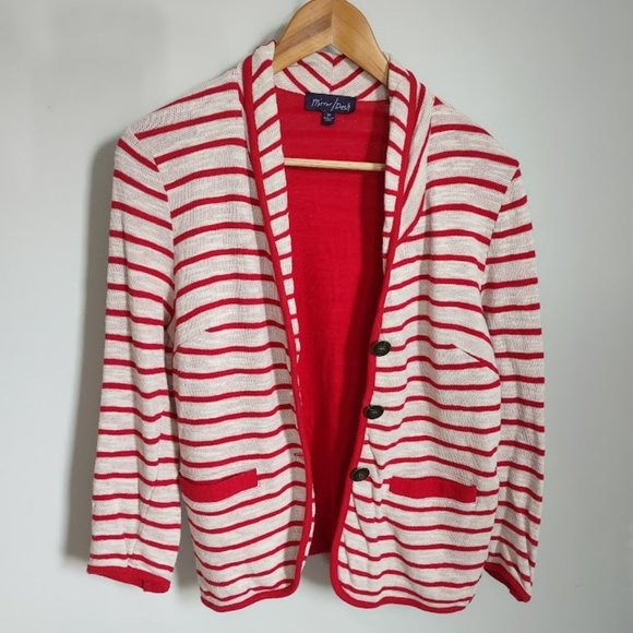 Mirror/Dash Red and White Striped Knit Blazer - Picture 8 of 10